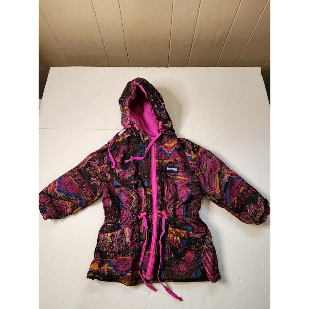 Vintage Rothschild Storm Stopper Coat Girls 4 Pink Multicolored Hood 90s Retro